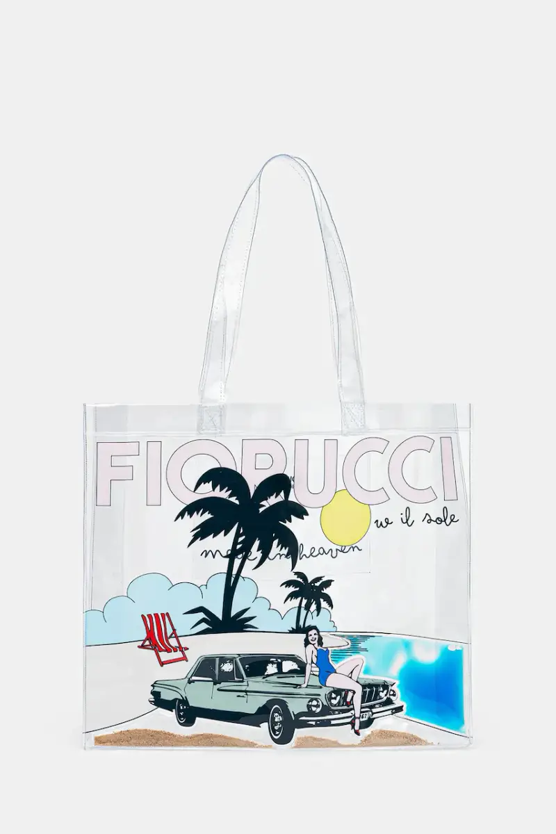 Fiorucci borsetta Beach Print Pvc Tote Transparente