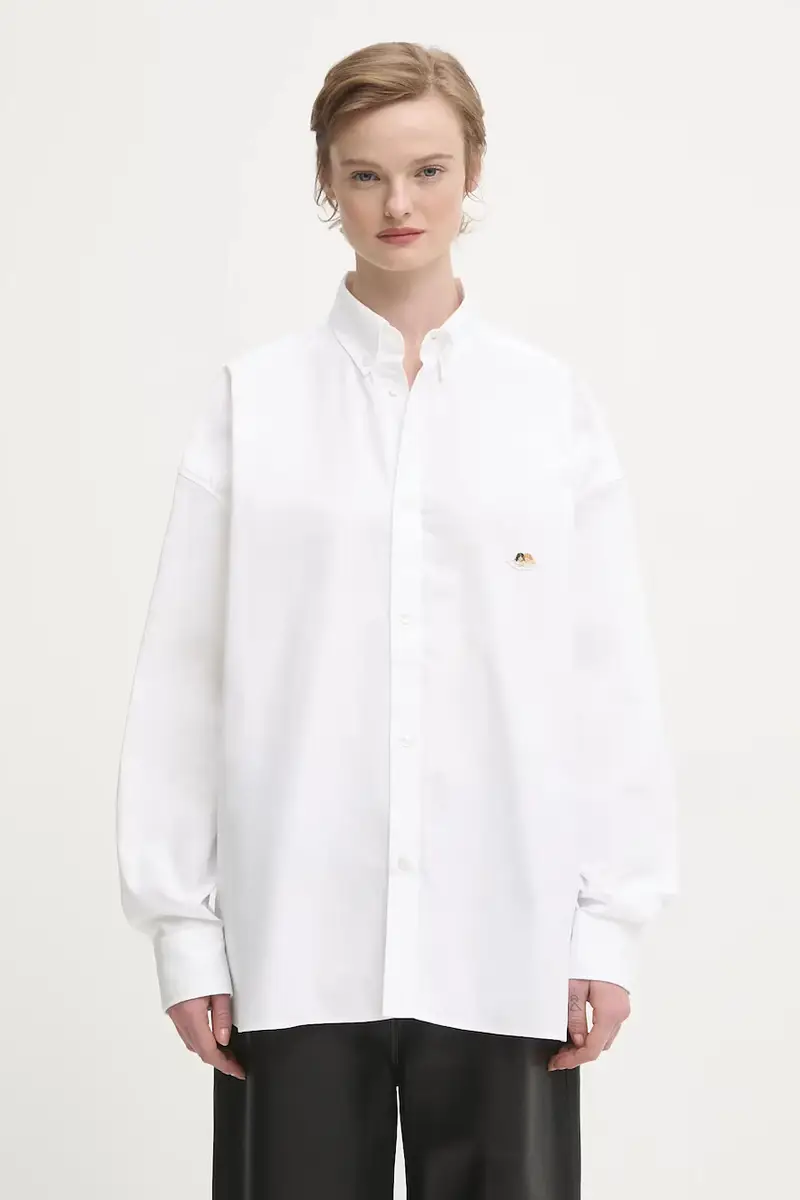 Fiorucci camicia in cotone Angel Patch Relaxed Fit donna colore bianco W02SMTLO055CO01WH01