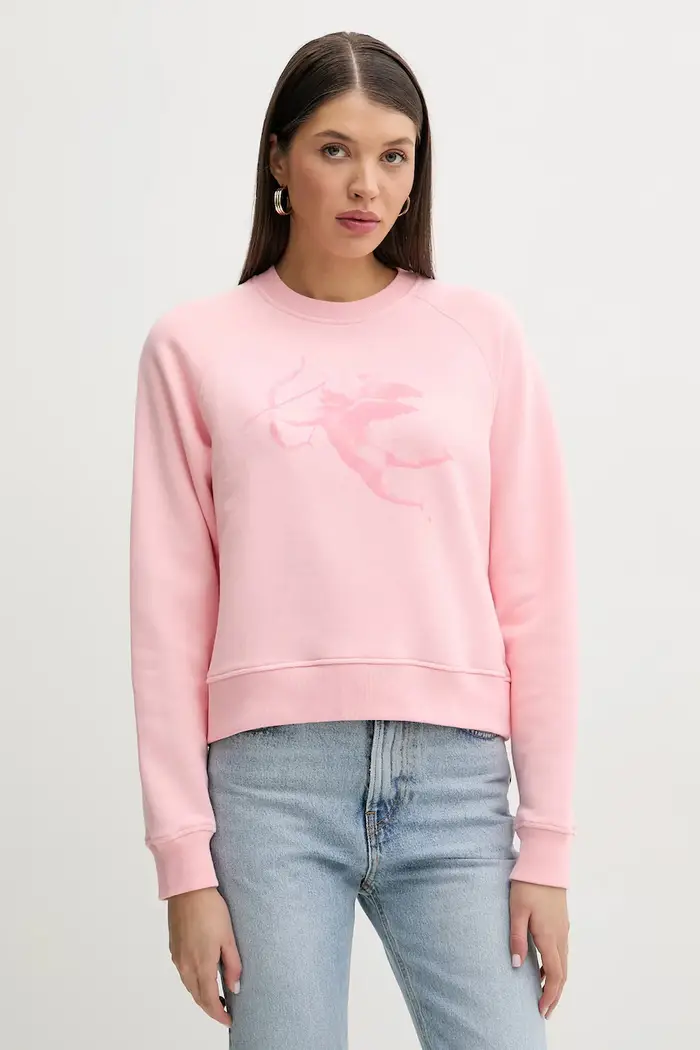 Fiorucci felpa in cotone Cupid Print Slim Fit Sweatshirt Rosa