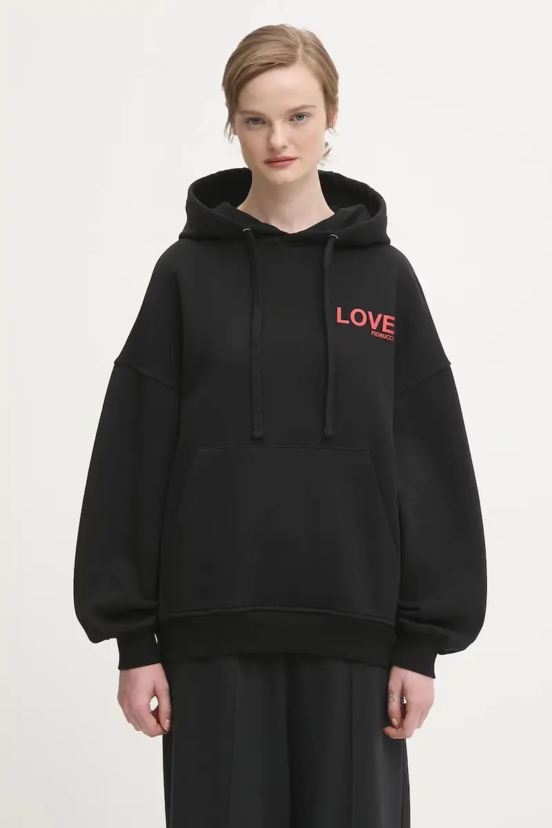 Fiorucci felpa in cotone Kissing Angels Love Print Relaxed Nero