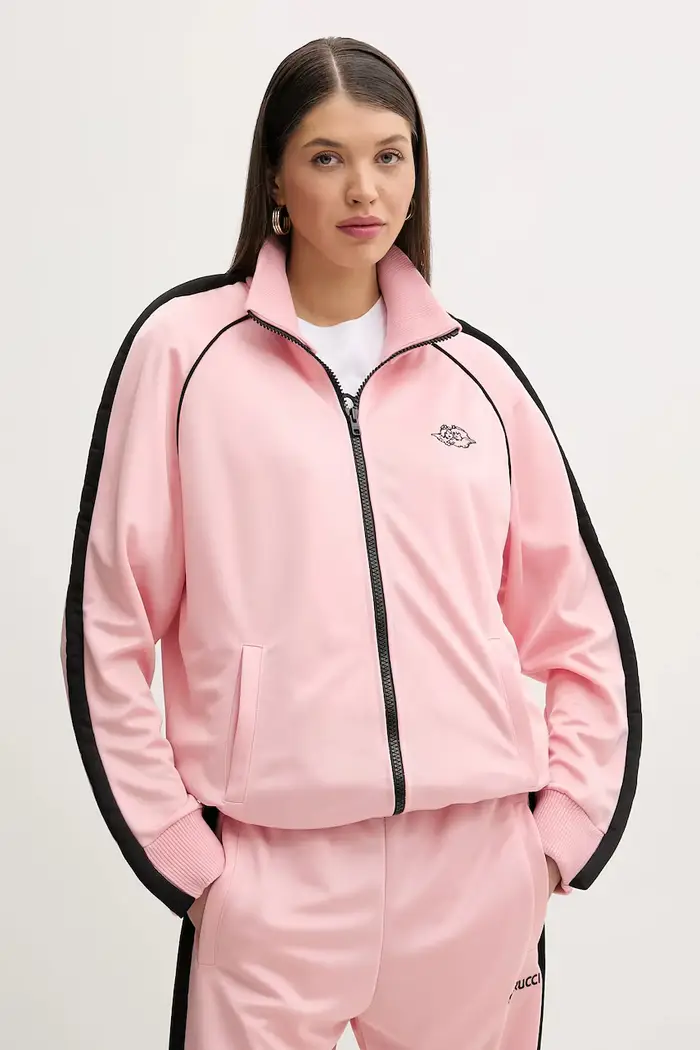 Fiorucci felpa Puffy Piping Angel Track Sweatshirt Rosa