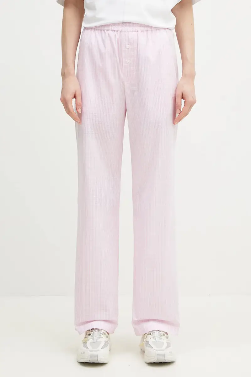 Fiorucci pantaloni in cotone Gingham Logo Rosa