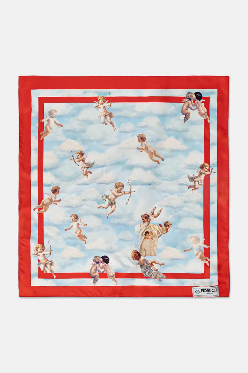 Fiorucci scialle in seta Beatitudo Print donna colore blu W25FWASC002VI01BL02