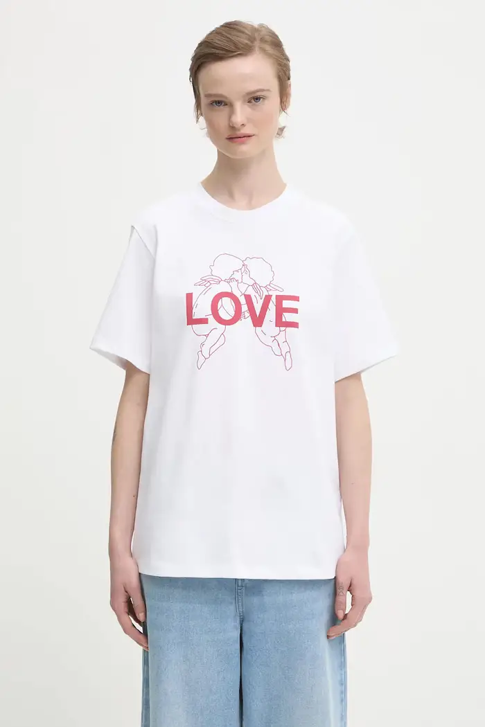 Fiorucci t-shirt in cotone Kissing Angels Love Print Regular Bianco