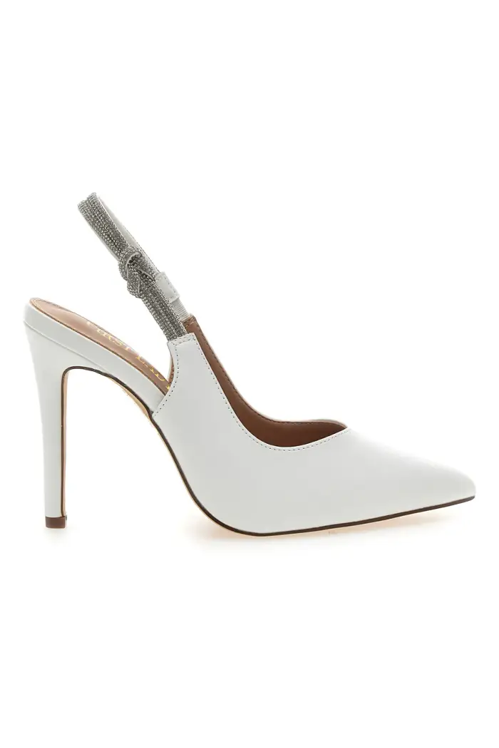 Décolleté Slingback Bianche con Tacco Alto FIRST LADY P528 [BIANCO]