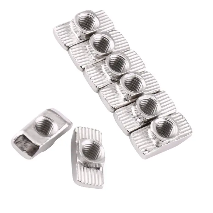 Dado a martello con cava a T in acciaio al carbonio nichelato Elemento di fissaggio per profilo in alluminio (EU30 M4*15 5*8)