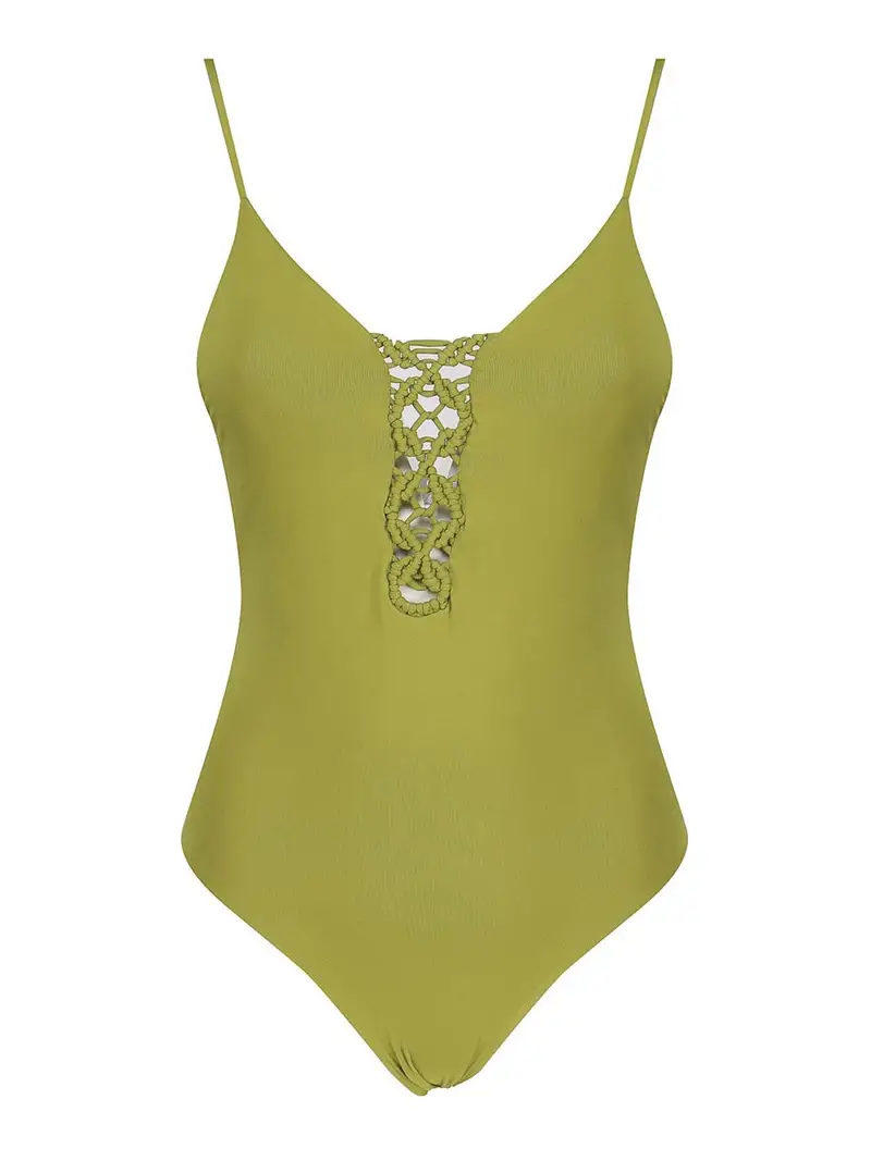 Fisico Costume intero con treccia Verde