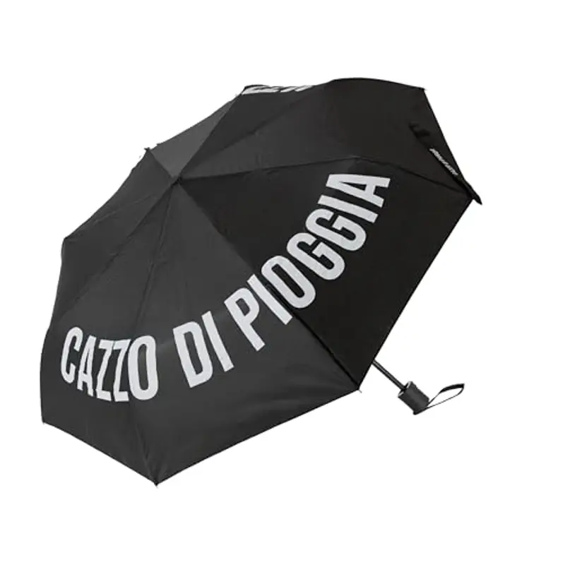 Fisura Parapluie pliable original Cazzo Di Pioggia noir. Modèle automatique féminin. Facile à transporter. Coupe-vent et robuste, idéal