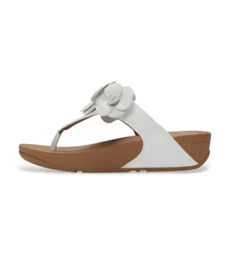 Fitflop per donna A4N-194 Sandali bianchi Lulu con infradito e fiore, Bianco, 1 a 3 cm, Nessuno, Casual Pelle