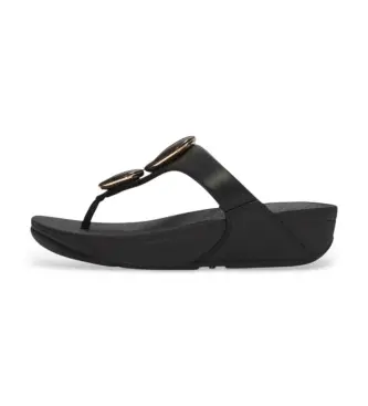 Fitflop per donna A4T-001 Sandali Lulu con cinturino da dita in finta pietra effetto marmo, neri, Pelle, Nero, 1 a 3 cm, Nessuno, Casu