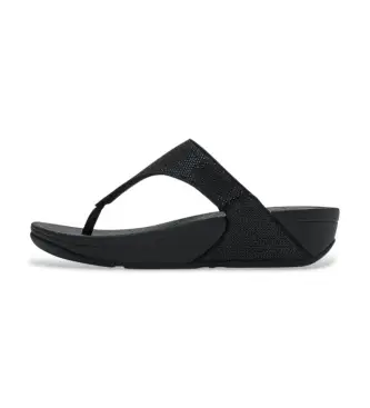 Fitflop per donna A4Z-001 Sandali Lulu Shimmerglitz con infradito, neri, Nero, 1 a 3 cm, Nessuno, Casual Naturale