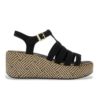 Fitflop per donna A5O-001 Sandali grafici in pelle nera, Nero, 5 a 8cm, Fibbia, Casual Naturale