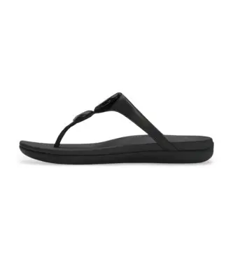 Fitflop per donna A5W-001 Sandali Solay Glossy-Disc Toe nero, Pelle, Basso, Nessuno, Casual