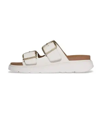 Fitflop per donna B1J-194 Ciabatte in pelle Gen-FF con fibbia a due barre, colore bianco urbano (3), Basso, Casual