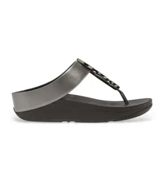 Fitflop per donna HJ1-B06 Sandali con cerchi di perline Halo argento, Nero, 3 a 5cm, Nessuno, Casual