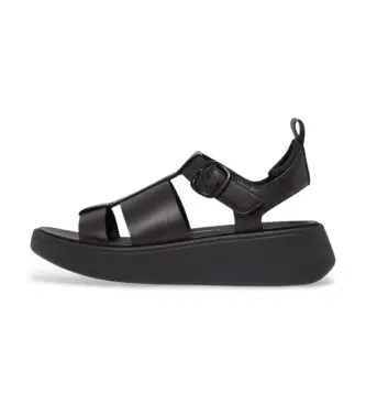 per donna HV1-001 Sandali da pescatore F-Mode in pelle nera (36), Nero, 3 a 5cm, Fibbia, Casual
