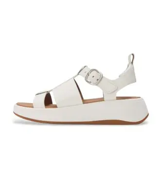 Fitflop per donna HV1-194 Sandali da pescatore F-Mode in pelle bianca, Bianco, 3 a 5cm, Fibbia, Casual