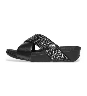 Fitflop per donna JE2-090 Sandali Lulu Crossover Nero Metallo, 3 a 5cm, Nessuno, Casual