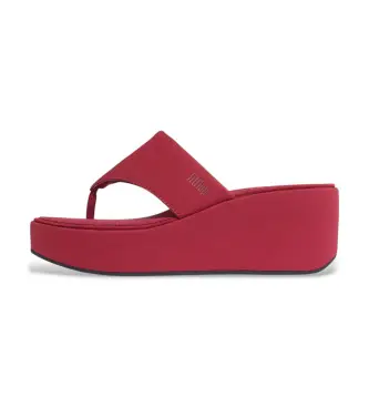 Fitflop per donna JF8-D47 Sandali con zeppa e infradito, colore rosso, 3 a 5cm, Nessuno, Casual