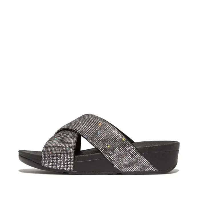 Sandali da donna FitFlop Lulu Cross Slide - Glitterball Argenté