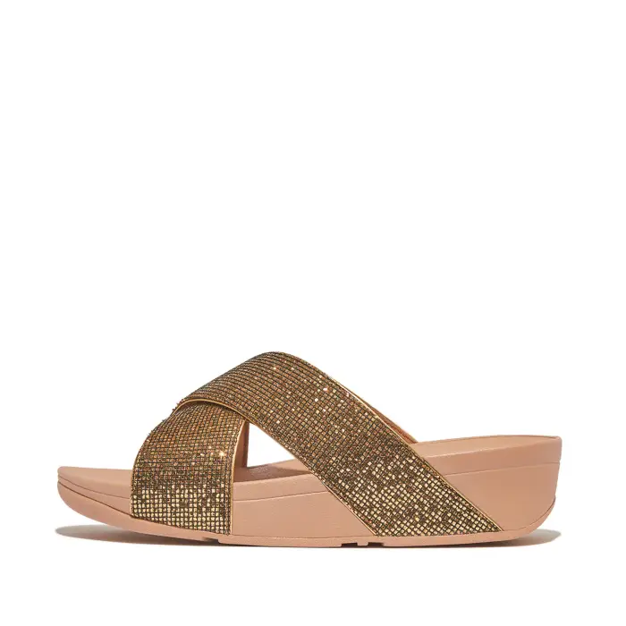 Sandali da donna FitFlop Lulu Cross Slide - Glitterball Doré