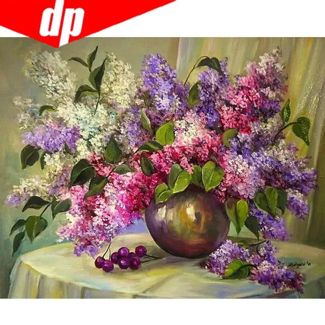 FIYO Diamond painting product Diy 5D Diamond Mosaic Fiori In Bottiglia 5D Full Diamond Painting Cross Stitch Kit Round Diamond 20X30