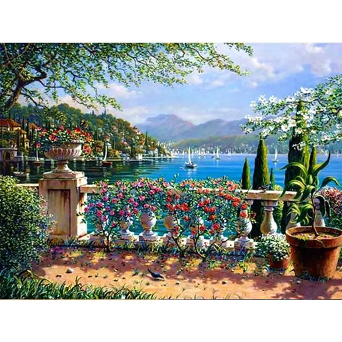 FIYO Diamond painting product Paesaggio Villaggio Scenario Kit punto croce pittura diamante 5D fai da te Mosaico strass rotondo 20X30CM