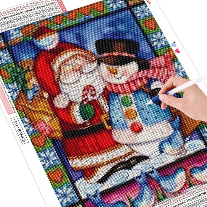 FIYO Diamond painting product Pittura con Diamanti Punto Croce Pupazzo di Neve 5D Fai da Te Ricamo con Diamanti Babbo Natale Decorazioni