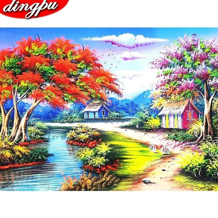 FIYO Diamond painting product Pittura Diamante 5D Fai da Te Casa Completa Rotonda Ricamo Paesaggio Arrivo Mosaico Decorazione Casa 20X30CM