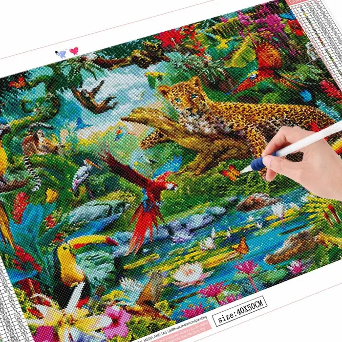 FIYO Diamond painting product Set di pittura con diamanti Paesaggio Animale 5D Fai da te Diamante Ricamo Leopardo Uccelli Immagini di