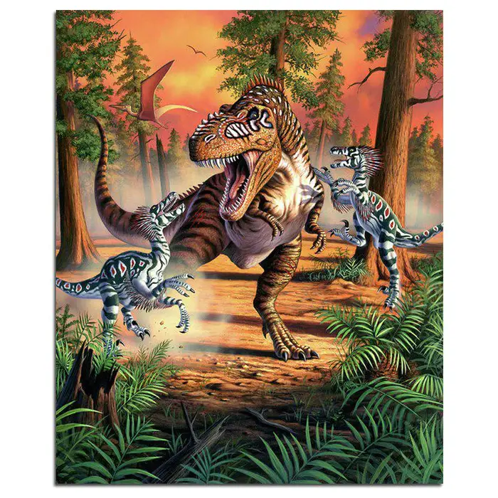 FIYO Dinosauri con pittura diamante 5D fai da te, ricamo con diamante rotondo completo 20X30CM