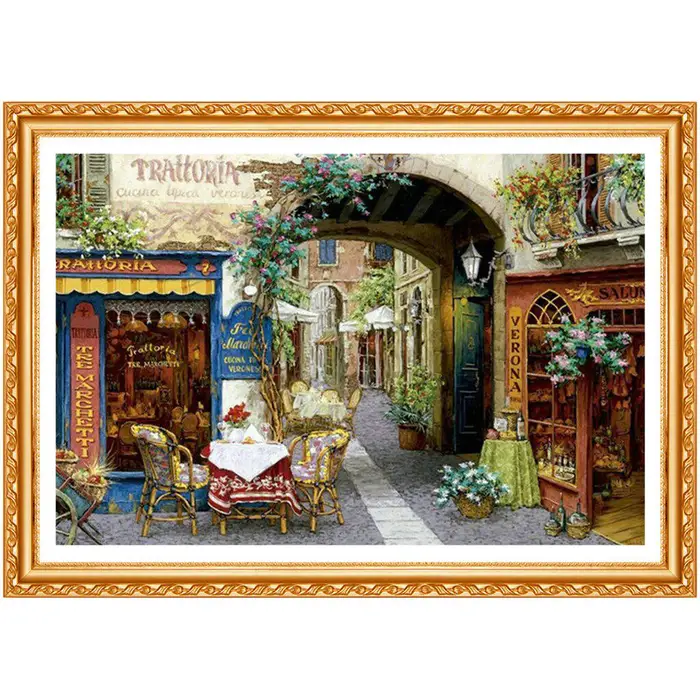 FIYO Kit di diamanti punto croce con ricamo diamante 5D, paesaggio urbano, fai da te, pittura con diamanti rotondi completi 20X30CM