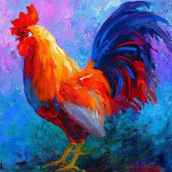 FIYO Kit di pittura con diamanti per artigianato, gallo colorato, pollo, ricamo con diamanti, decorazioni per pareti con diamanti 30x30CM