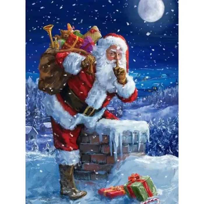 FIYO Pittura a diamante 5D Babbo Natale Punto croce Animali Decorazione per la casa di Natale 20X30CM