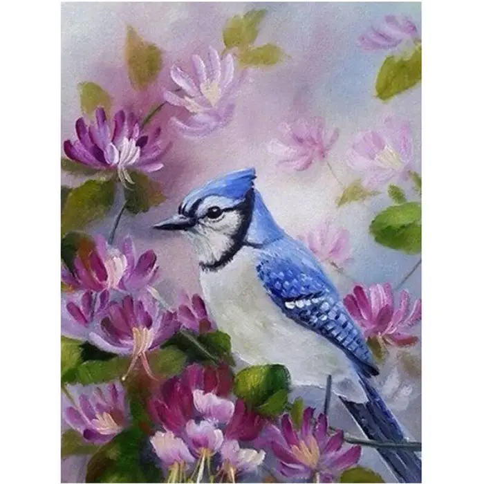 FIYO Pittura Diamante 5D Uccello su un Fiore Viola Ricamo Diamante Punto Croce 20X30CM