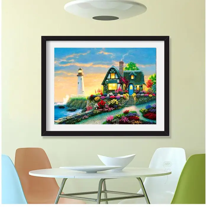 FIYO Pittura diamante con ciottoli rotondi su tela stampata Pittura diamante 5D per il dipinto da appendere alla parete 20X30CM