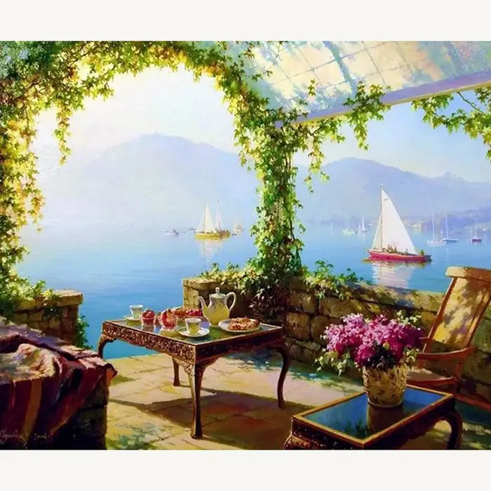 Pittura diamante fai da te Seaside Garden modello diamante ricamo pieno strass mosaico punto croce 20X30CM