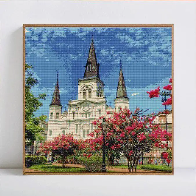 FIYO Pittura diamante Paesaggio Castello Mosaico rotondo completo 5D Immagine ricamo diamante fai da te 30x30CM