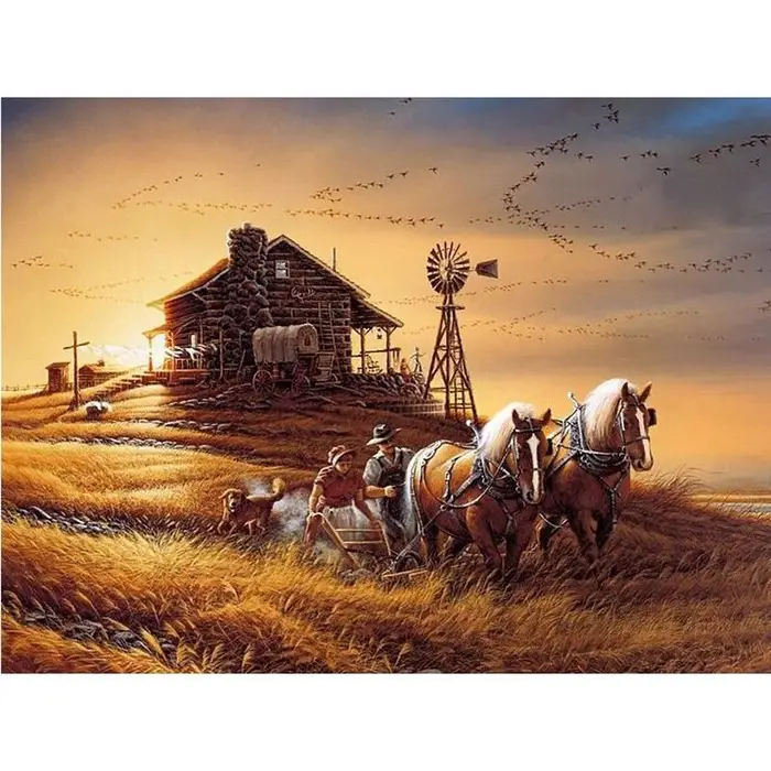 Pittura Diamante Strass Rotondi Pieni Vista Notturna Luna Rossa Ricamo Diamante Punto Croce 20X30CM