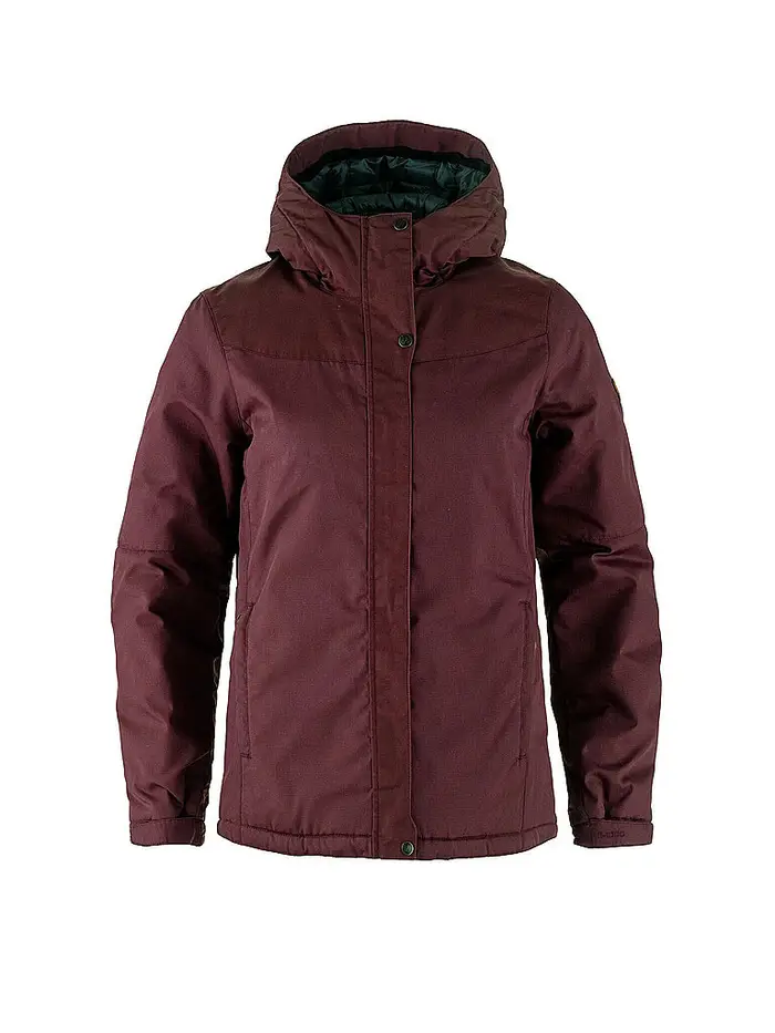 Fjällräven Giacca invernale da donna Stina Padded G1000 con cappuccio rosso scuro