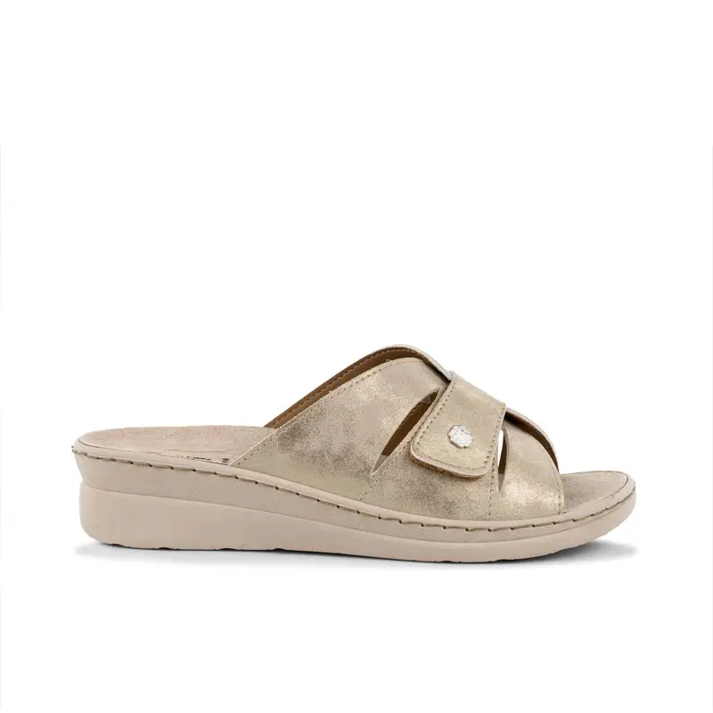 FLEX'IS Ciabatte comfort beige da donna con zeppina