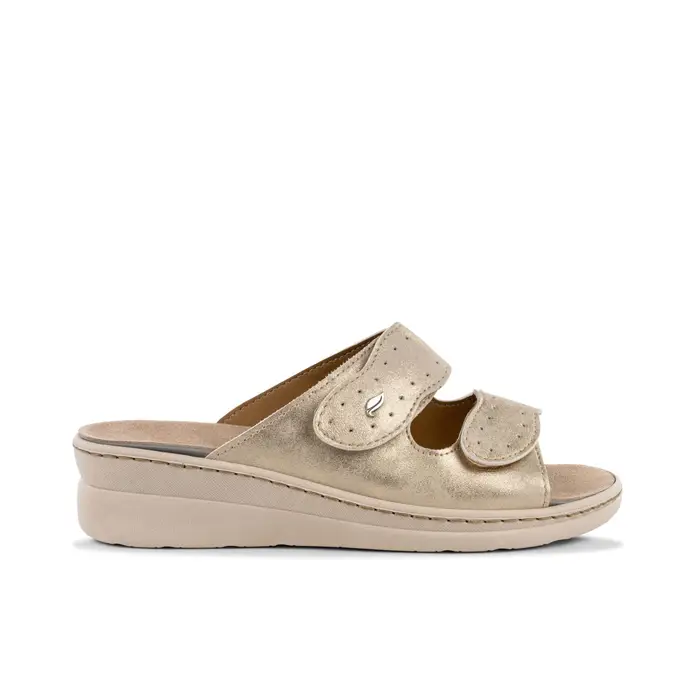 Ciabatte comfort beige da donna con zeppina