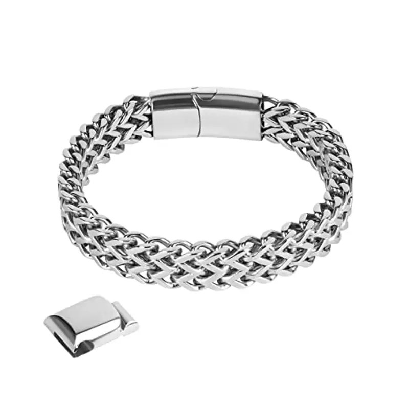flintronic Bracciale Uomo a Catena Grossa Robusta? Bracciale Donna Uomo, Braccialetto Catena in Acciaio Inox, 12 * 22 cm, Regalo Perfetto