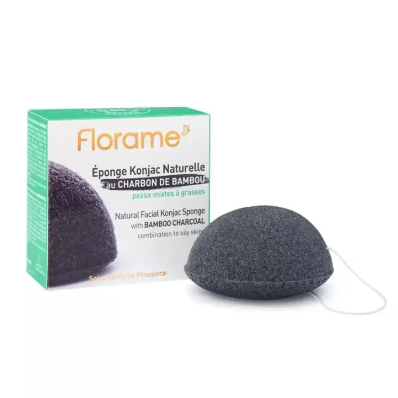 Florame Spugna Konjac naturale al carbone di bambù Purezza Pelli miste a grasse