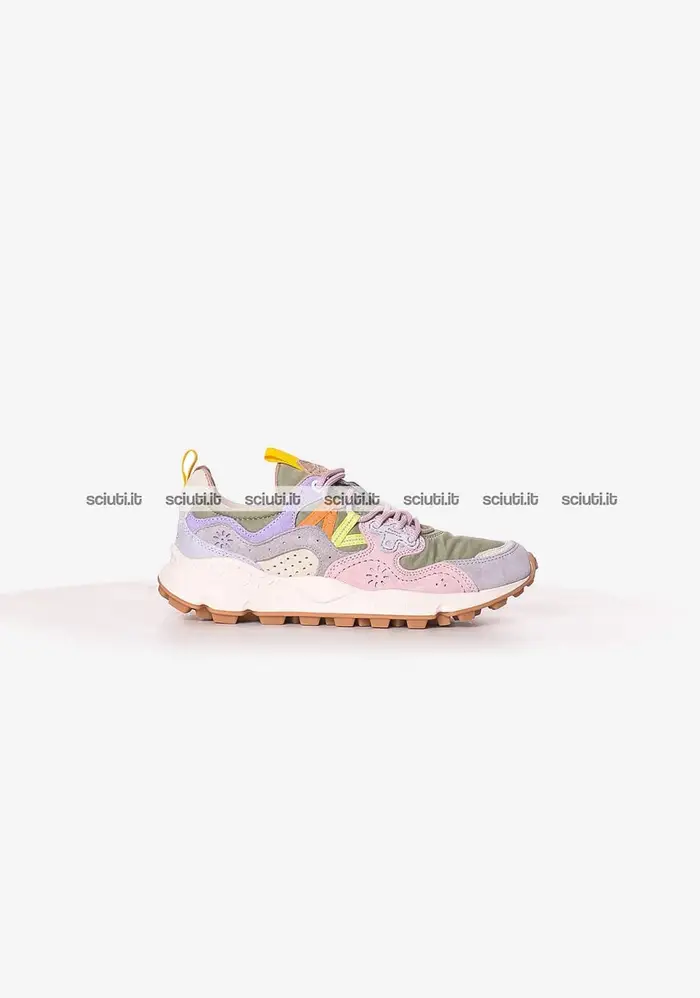 Flower Mountain Scarpe donna rosa grigio verde Yamano 3 in suede e tessuto tecnico