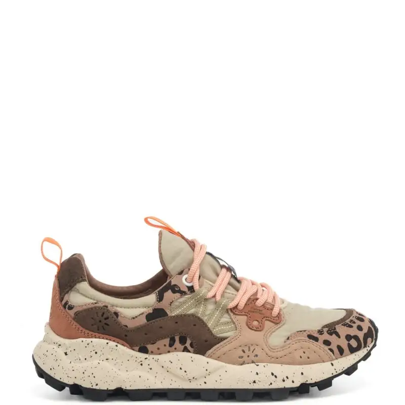 Flower Mountain sneakers da donna yamano 3 uni in camoscio multicolor e tessuto tecnico beige milk
