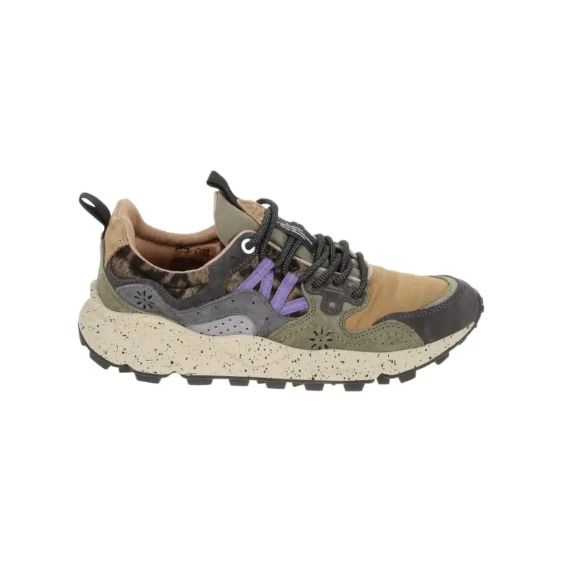 sneakers donna in suede e tessuto tecnico verde e giallo
