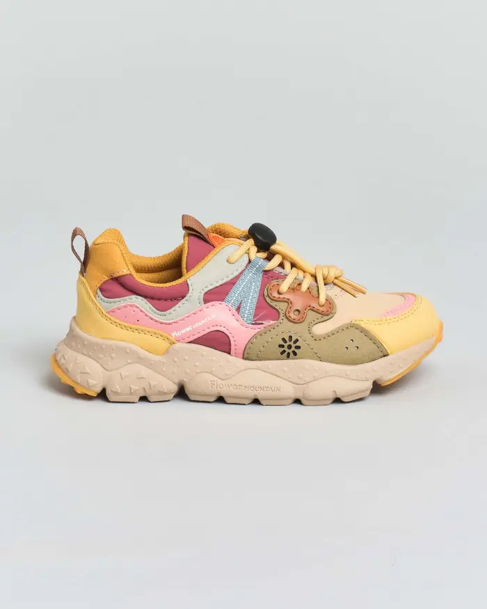 Flower Mountain Sneakers Yamano 3 in similpelle e mesh multicolor