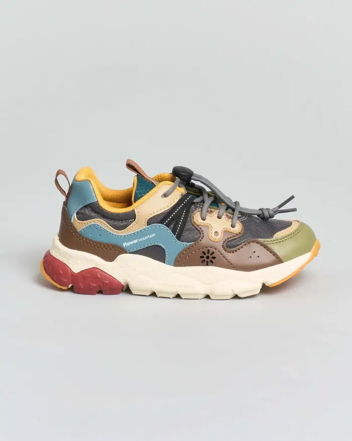 Flower Mountain Sneakers Yamano 3 in similpelle e mesh multicolor