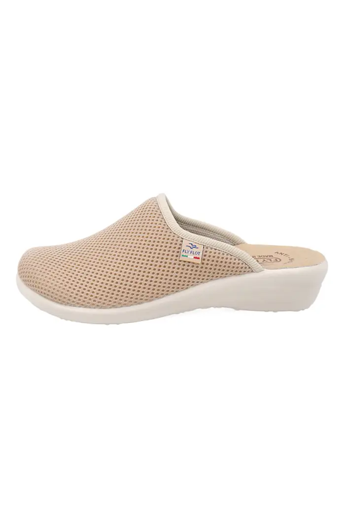 Ciabatte beige con sottopiede in vera pelle antiscivolo Fly Flot 90T40368FE [BEIGE]